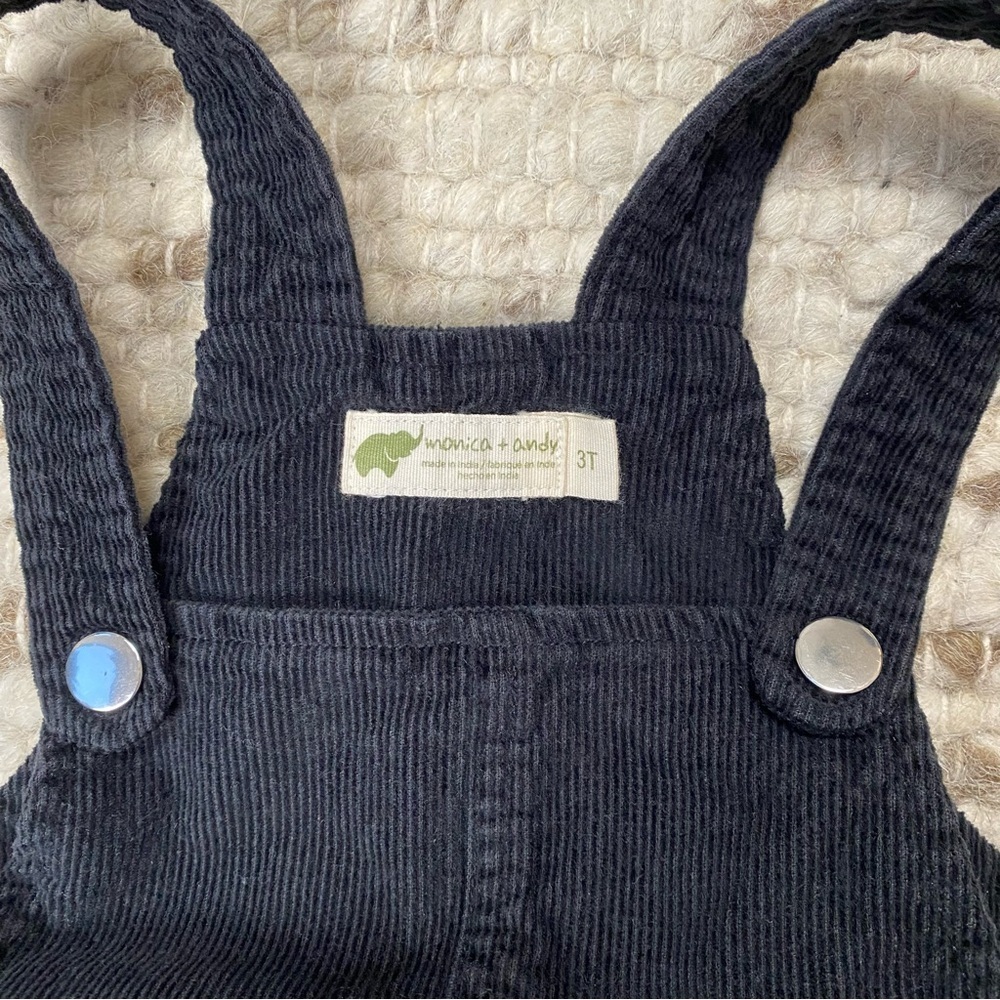 NWOT monica + andy 2 Cotton Twill Excavator + Black Corduroy Overalls, 3T Unisex - Picture 10 of 16